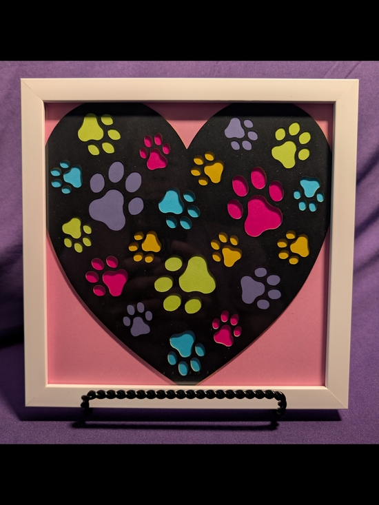 Hand Crafted Other - Heart Paw Print Wall Art - Multicolor Paw Design